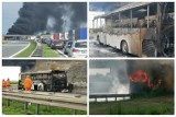 Pożar autokaru przewożącego dzieci na autostradzie A4. Koniec utrudnień w ruchu 