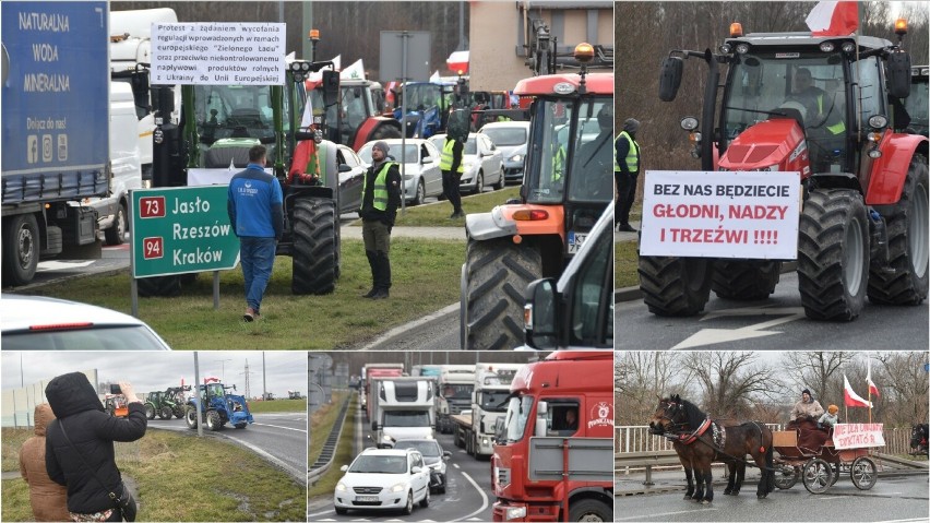 Dwie kolumny traktorów przejechały przez Tarnów. Część...