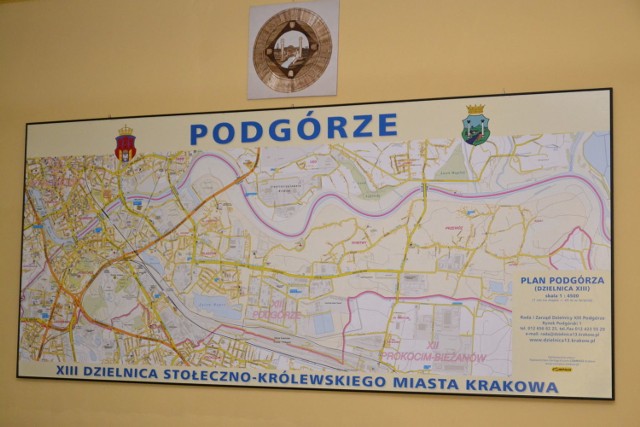 Mapa dzielnicy XIII Podgórze w Krakowie.