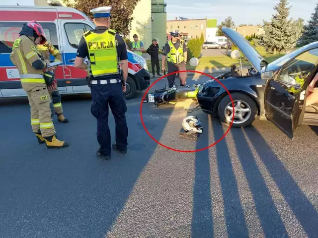 Zderzenie motocyklisty z volkswagenem w Cisku.