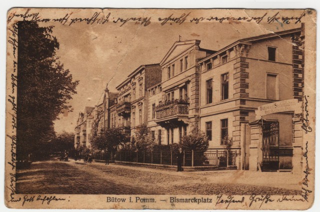 Ulica Drzymały w Bytowie na jednej z pocztówek Jerzego Saldata