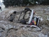 Wypadek w Rąbczynie. Opel astra dachował [ZDJĘCIA]