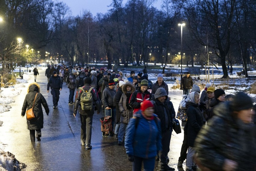 Przedświąteczny karp dla Krakowa na placu Inwalidów. 13 grudnia mieszkańcy stanęli w kolejkach po darmowy poczęstunek 