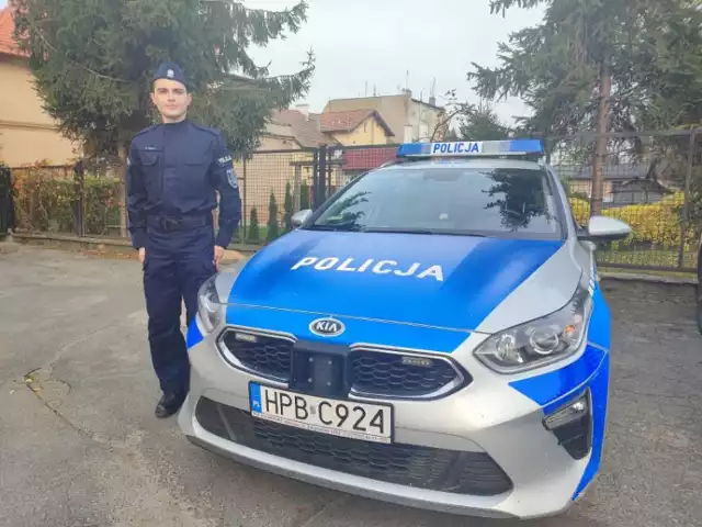 Przemysław Pałka, który niebawem rozpocznie służbę w Komendzie Powiatowej Policji w Trzebnicy.