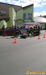Wypadek w Wieprzu. Kierowca BMW wjechał w motocyklistę [ZDJĘCIA]