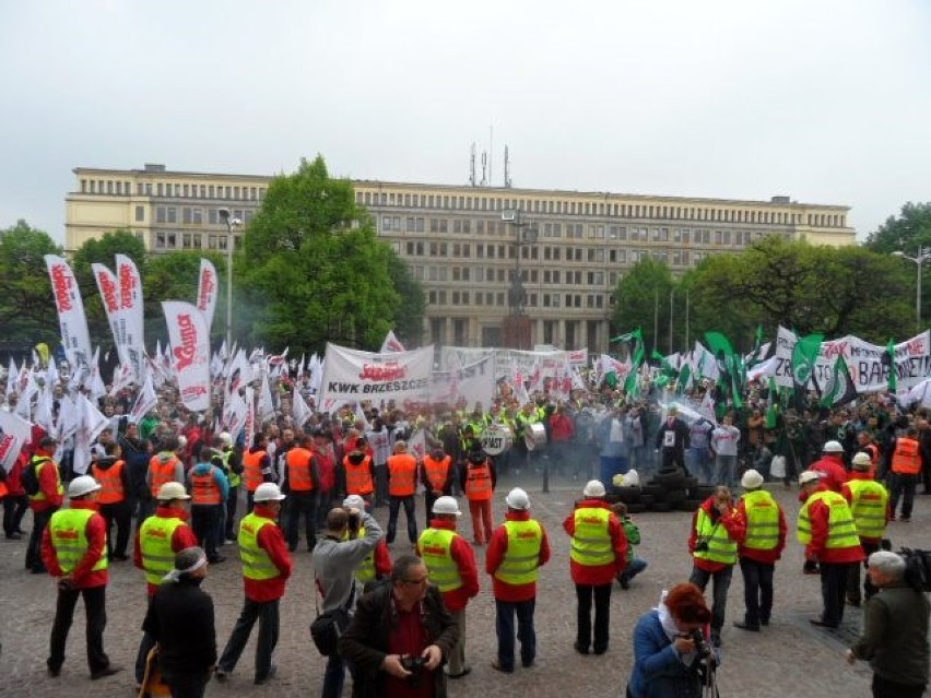 Katowice: manifestacja górników 29.04.2014