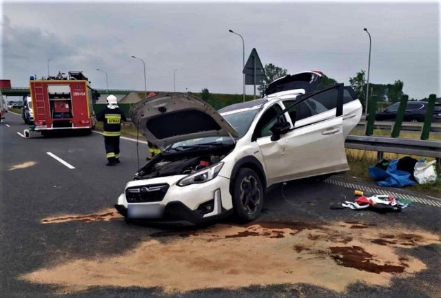 Wypadek na drodze S5 między węzłem Leszno Zachód a węzłem Święciechowa.