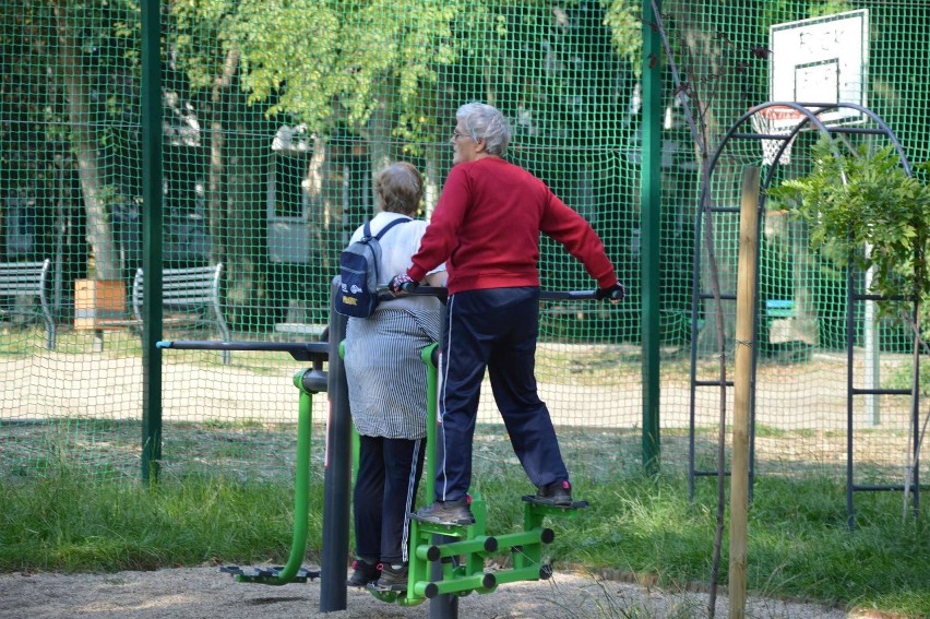 Ćwiczenia młodzieży w Parku Piastowskim
