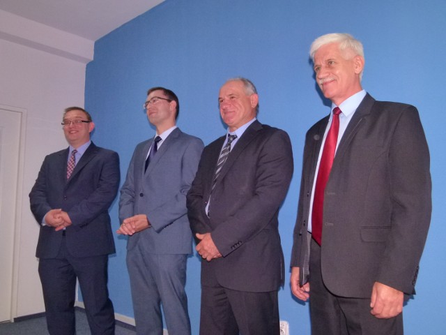 Marcin Kosiorek (od z lewej) przedstawił w siedzibie PiS Grzegorza Pietrzaka, Mariana Dańczaka i Dariusza Kosmatkę