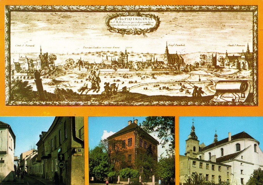 Lata 1655-1665 - panorama Piotrkowa wg sztychu Dahlbergha z 2. poł. XVII wieku. Poniżej ulica farna, zamek i kościół pojezuicki.