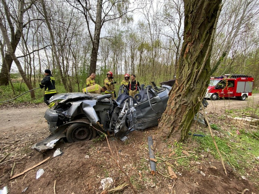 Tragiczny wypadek w powiecie nowotomyskim. Samochód osobowy uderzył w drzewo. Nie żyje 47-latek