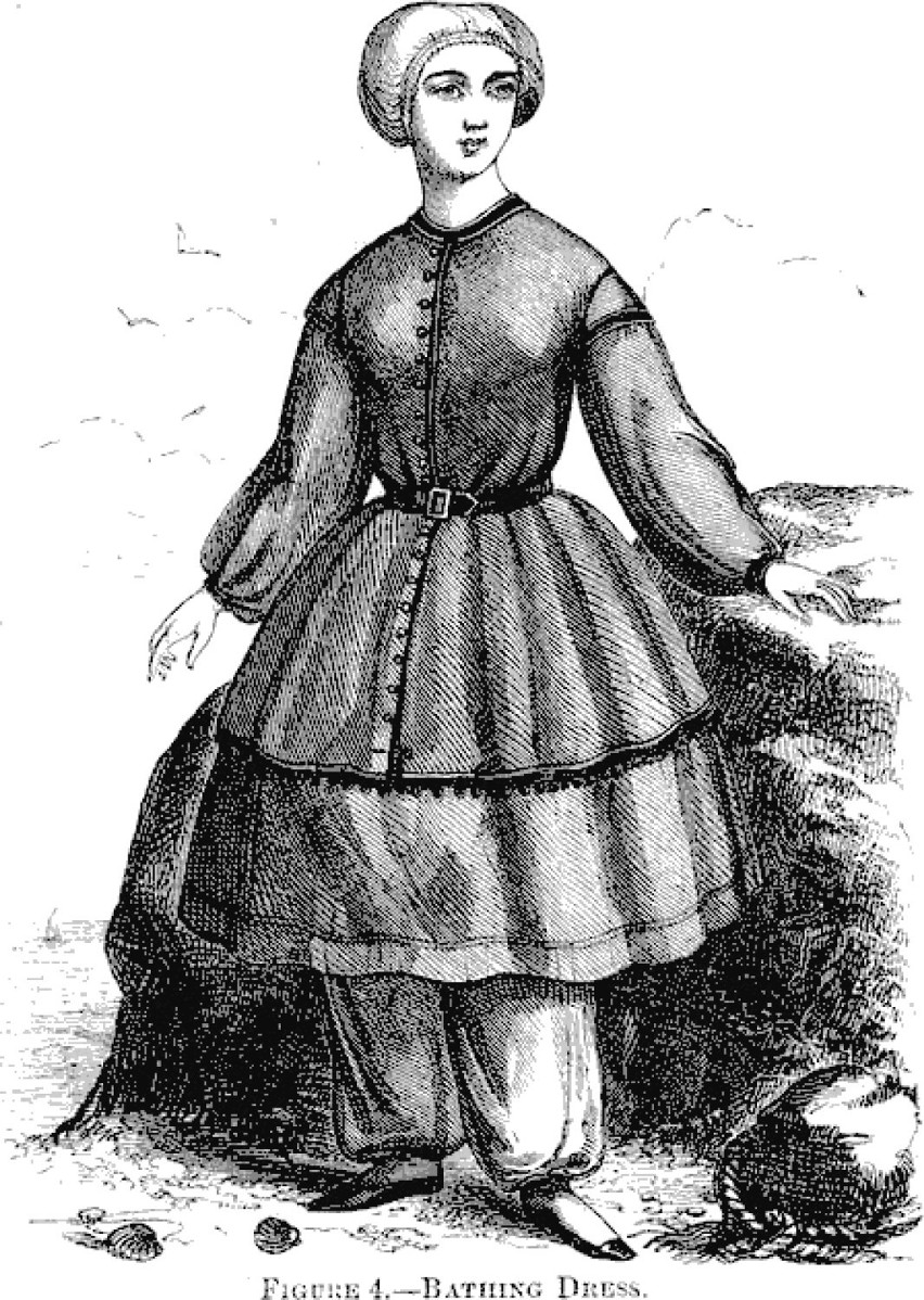 Kobiecy strój kąpielowy z 1858 roku