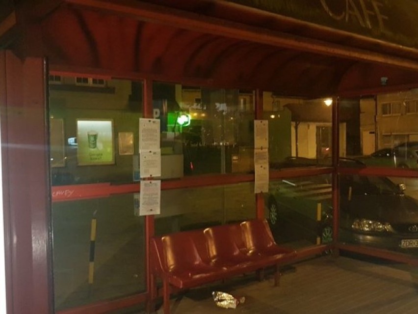 Mieszkaniec Lęborka demolował przystanek autobusowy w Wejherowie