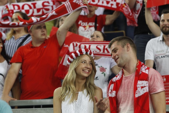 Kibice na meczu siatkówki Polska - Niemcy w Łodzi