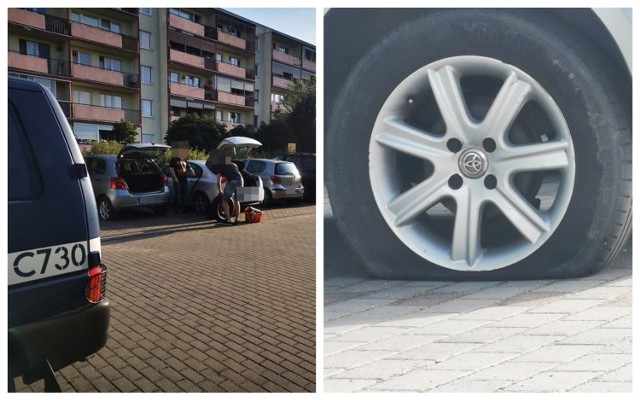 W dziesięciu samochodach zaparkowanych przed blokiem na Długiej we Włocławku została przebita jedna opona