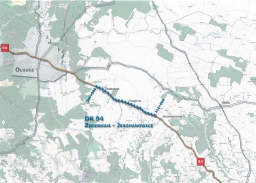 Zostanie przebudowana DK 94 na odcinku Zederman - Jerzmanowice. Będą nowe chodniki i przejście podziemne, a miejscami szersza jezdnia
