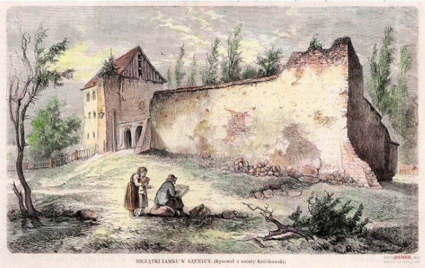 1867, Ruiny zamku w Łęczycy. Grafika opublikowana w 1867 roku.