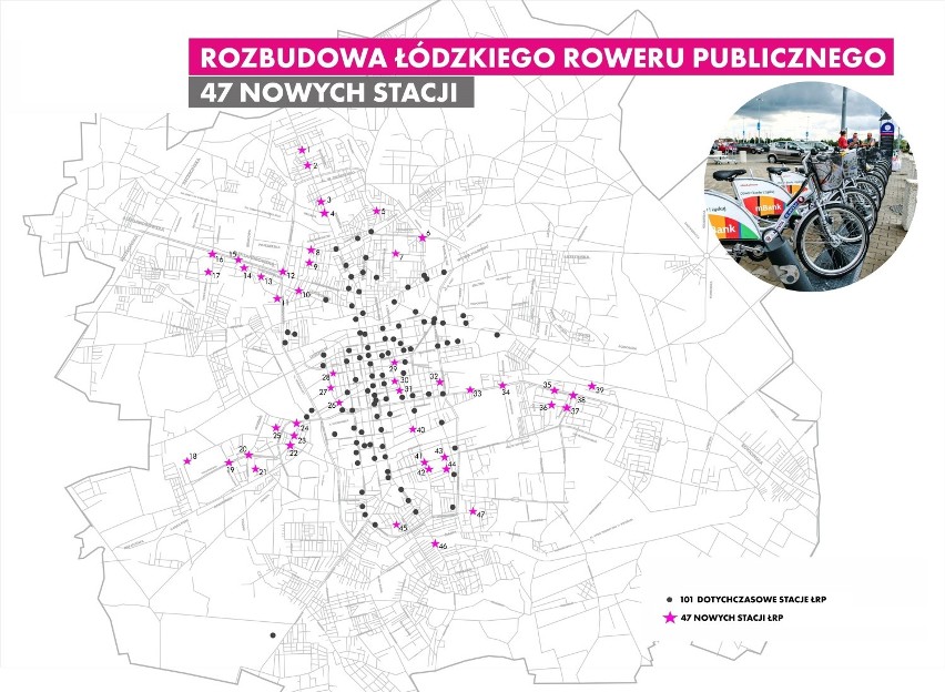 47 nowych stacji Łódzkiego Roweru Publicznego [MAPA, LISTA STACJI]