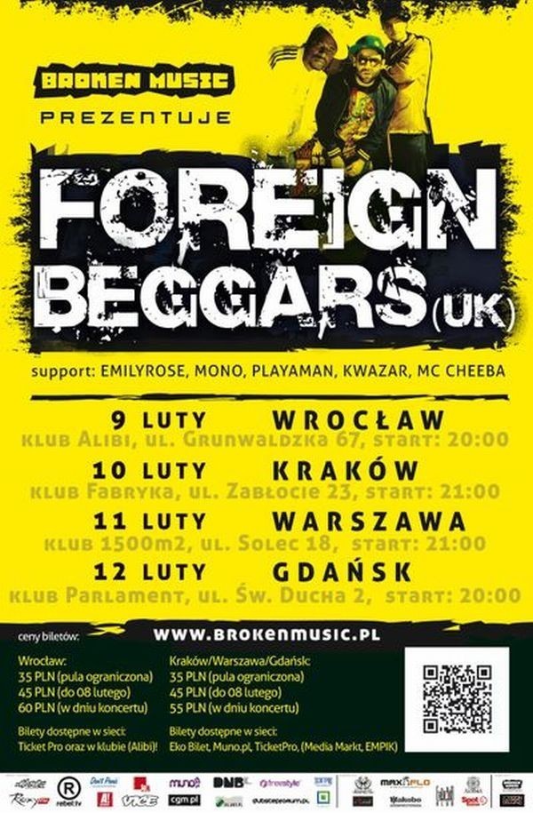 Koncert Foreign Beggars

Sobota, 11 lutego, godz. 21:00
Klub...