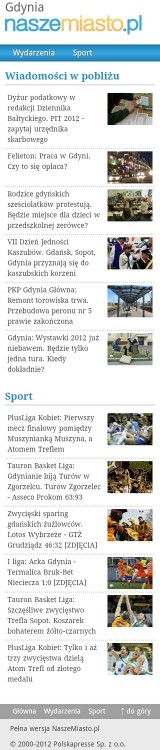 Mobilna wersja gdynia.naszemiasto.pl na smartfony