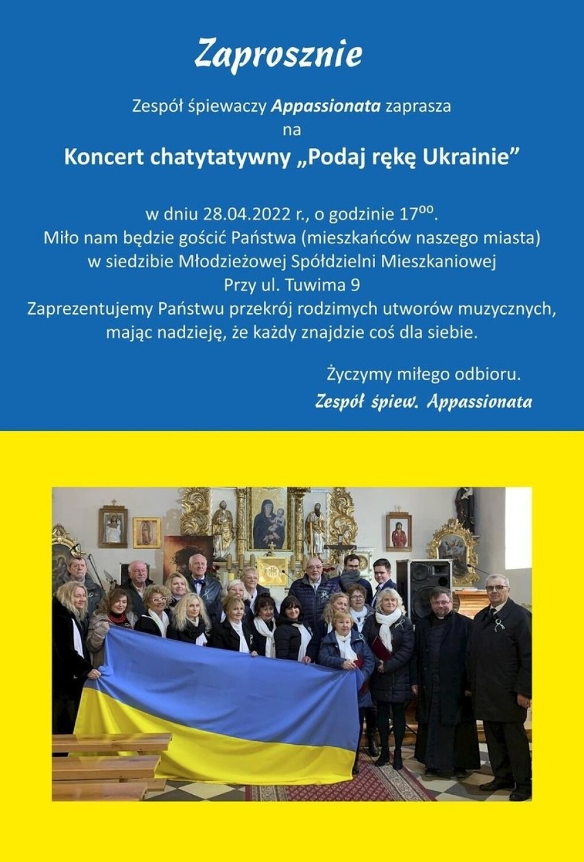 Koncert "Podaj rękę Ukrainie" już w czwartek! "Appassionata" zaprasza