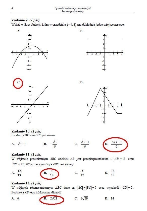 Matura 2012. Matematyka [TESTY, ODPOWIEDZI]