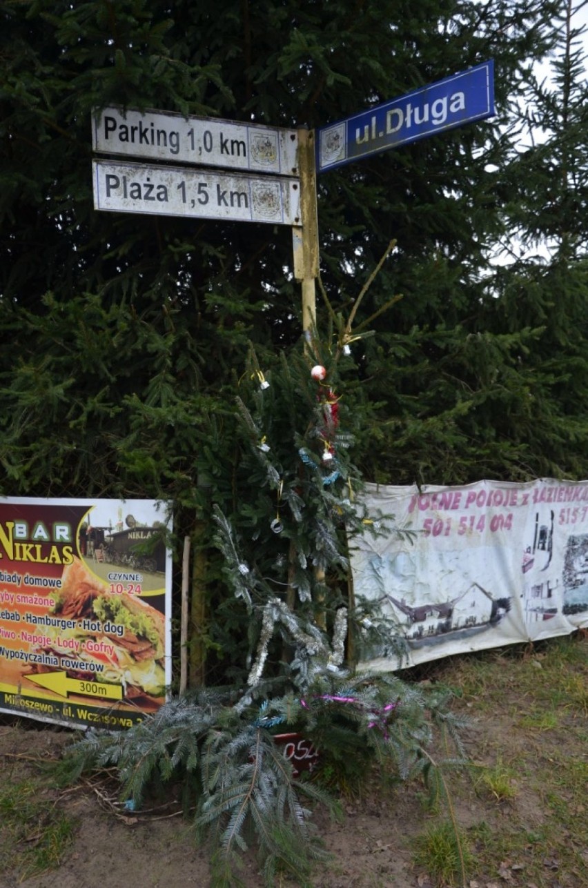Ścieżki rowerowe w Mikoszewie  w świątecznych dekoracjach