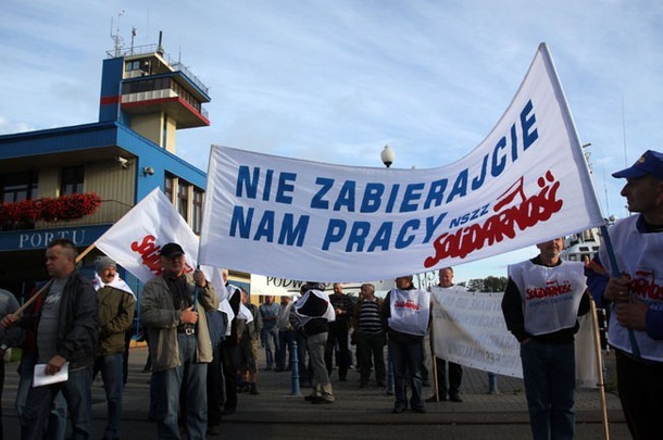 Protest portowców w Gdyni