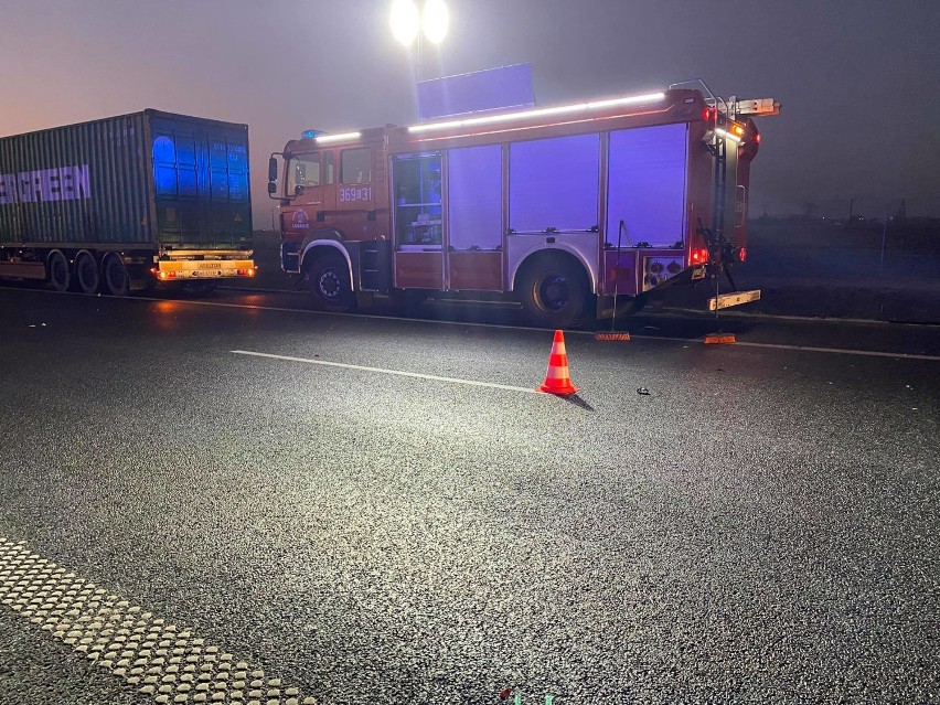 Wypadek na autostradzie A1 w gminie Lubanie