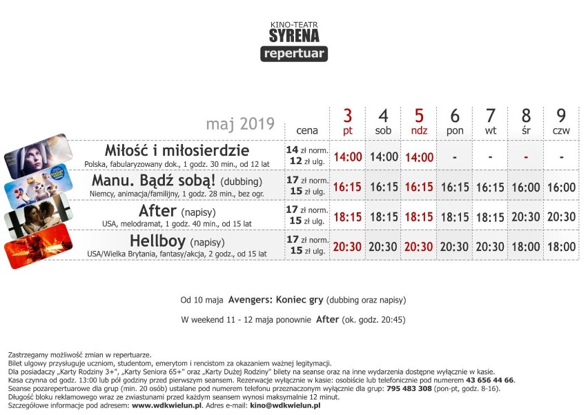 Repertuar kina Syrena w Wieluniu od 3 do 9 maja [ZWIASTUNY]