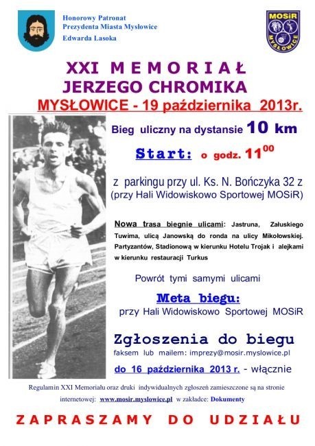 W sobotę, 19 października, po raz 21. wystartuje Memoriał Jerzego Chromika w Mysłowicach.