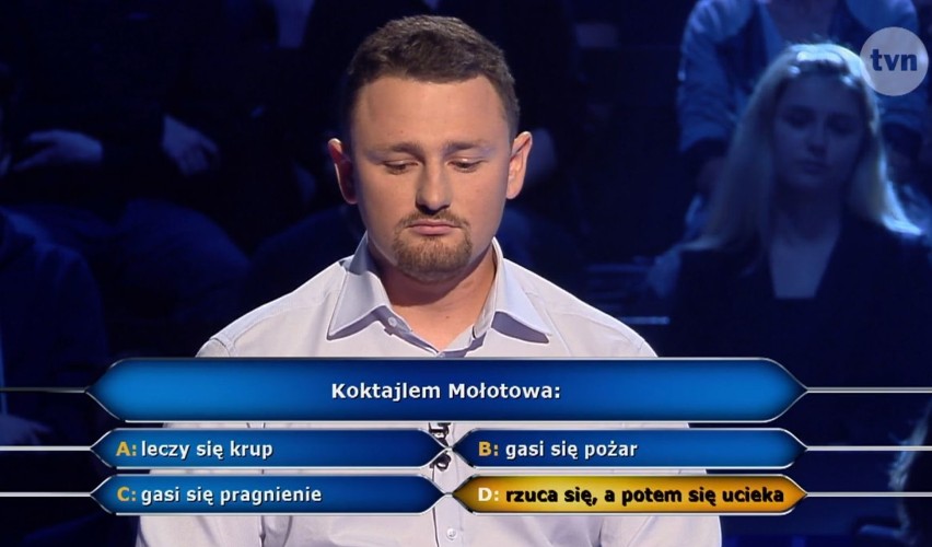 Błażej Szulc ze Skorzewa wygrał w "Milionerach" 125 tys. złotych! Zrezygnował przy pytaniu za ćwierć miliona zł