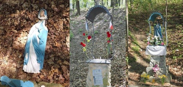 Figurka Matki Bożej Niepokalanej w Bochni z 1880 roku została zrzucona z cokołu i zniszczona, 10.05.2021