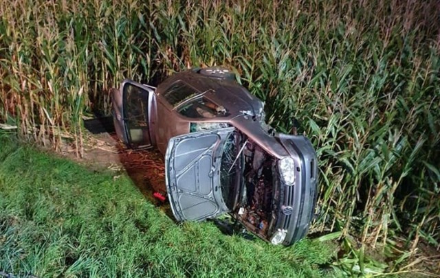 Do wypadku doszło około godziny 19. W Strzelcach (gmina Mogilno) zderzyły się dwa samochody osobowe. Jeden z nich dachował w polu