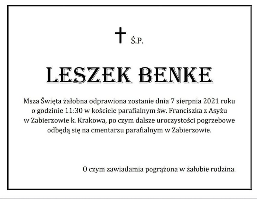 Pogrzeb aktora odbędzie się 7 sierpnia w Zabierzowie koło Krakowa