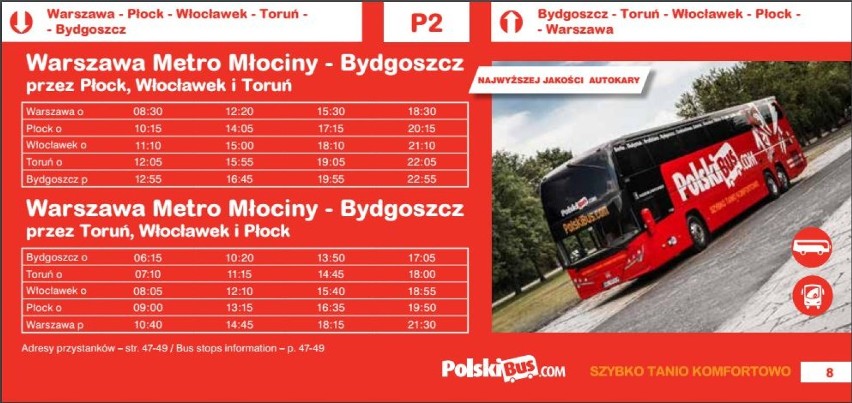 Aktualny rozkład jazdy autobusów Płock-Warszawa-Płock 2016...