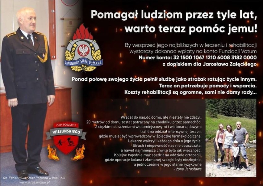 Na rehabilitację potrąconego strażaka potrzeba ponad 90 tys zł. Ruszyła zbiórka[FOTO]