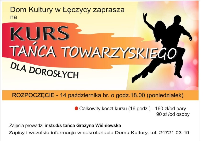 Kurs tańca towarzyskiego dla dorosłych w łęczyckim Domu Kultury