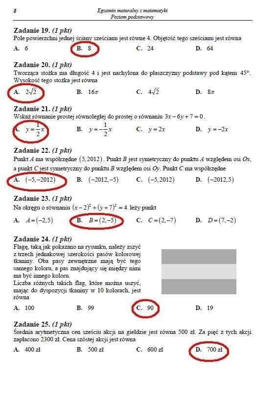 Matura 2013. Matematyka poziom podstawowy  [ARKUSZE, ODPOWIEDZI]