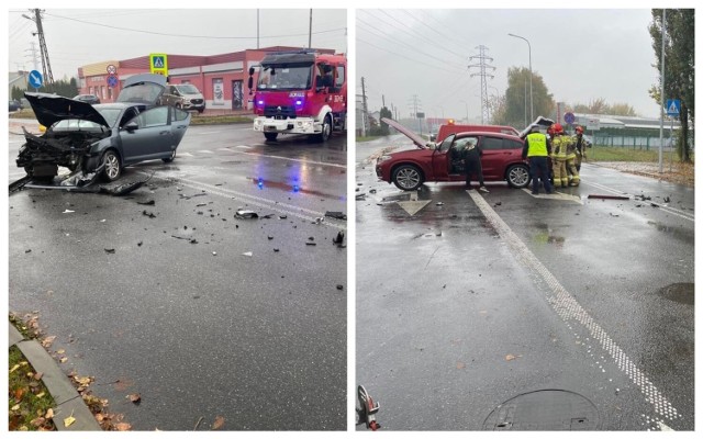Zderzenie aut na skrzyżowaniu Zielna - Papieżka we Włocławku