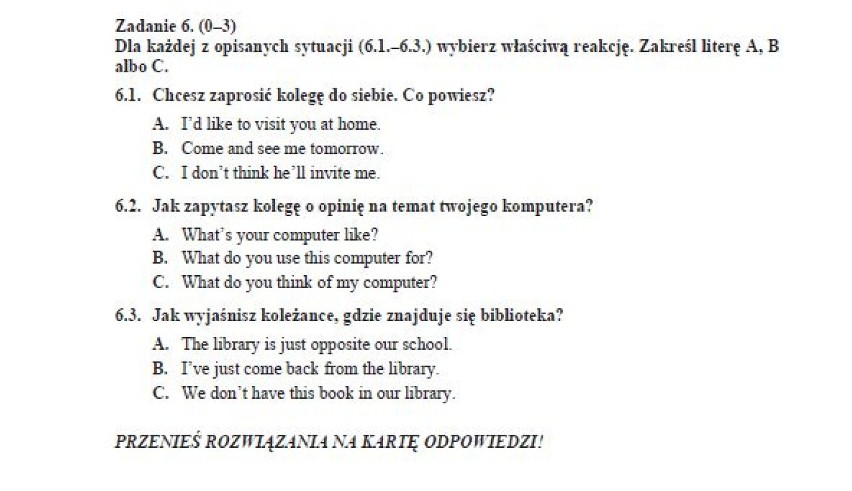 Próbny egzamin gimnazjalny 2012/2013: Język angielski i niemiecki [pytania, odpowiedzi]