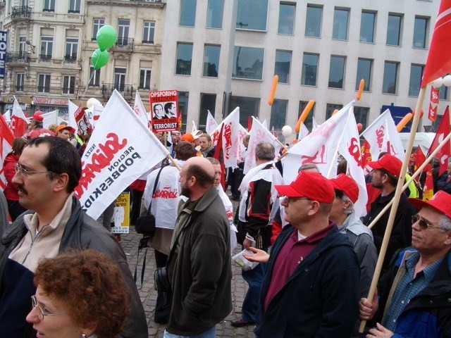 Manifestacja związków zawodowych w Brukseli