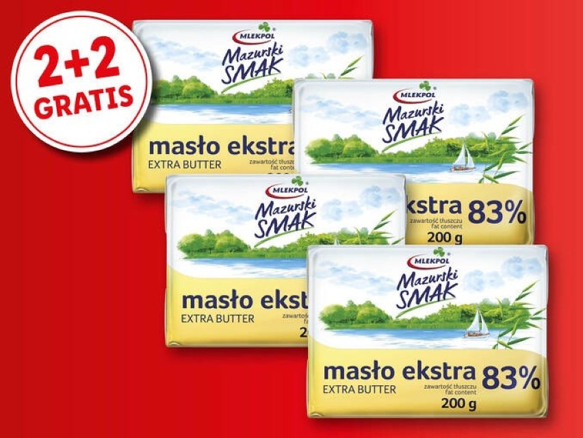 Lidl

MAZURSKI SMAK Masło ekstra 83%

2 + 2 gratis
2,99 zł...