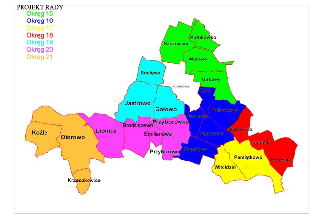Projekt podziału gminy na okręgi wyborcze zaproponowany przez radnych Miasta i Gminy Szamotuły