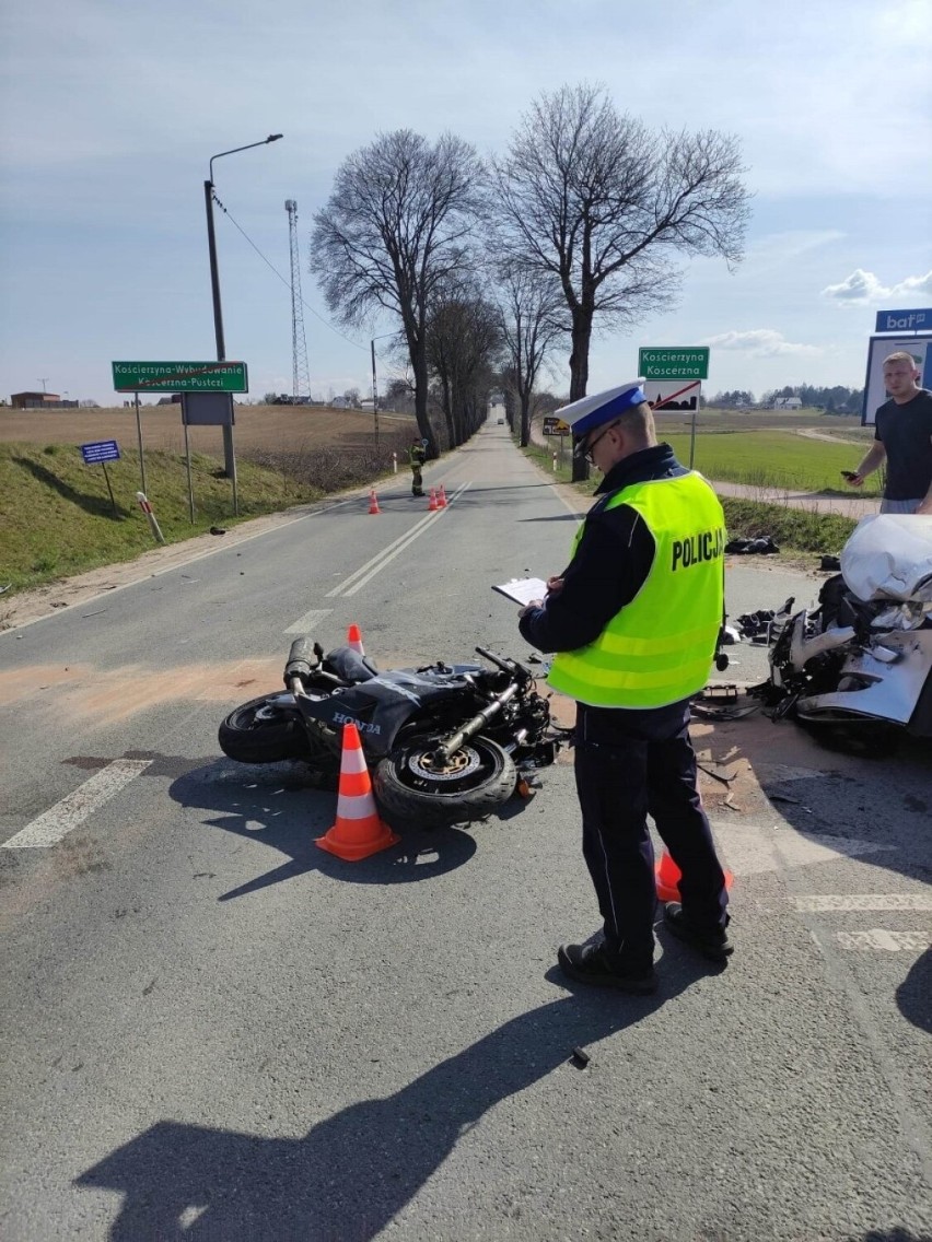 Wypadek z udziałem motocyklisty miał miejsce w Kościerzynie...