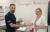 Policjant z Bełchatowa - mł. asp. Mariusz Świderek - uhonorowany za krwiodawstwo