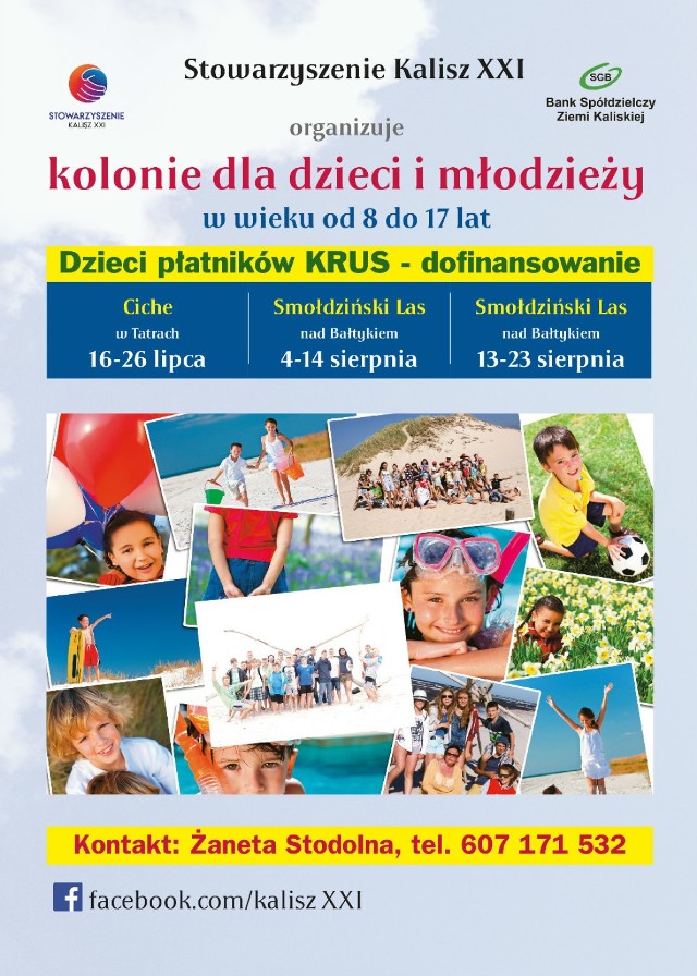 Stowarzyszenie Kalisz XXI zaprasza dzieci płatników KRUS na wakacje