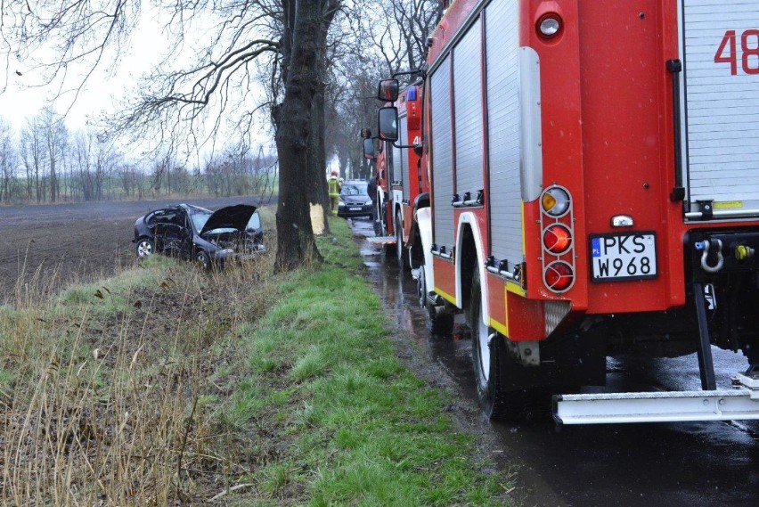 Wypadek na drodze ze Starego Bojanowa do Żydowa. Kierowca trafił do szpitala