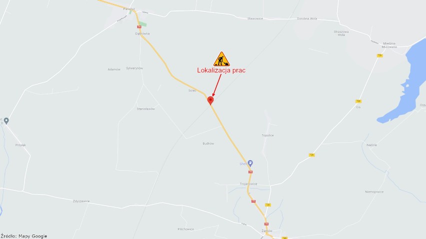 Droga krajowa nr 74 na odcinku Sulejów - Żarnów będzie częściowo zamknięta przez kilka dni 