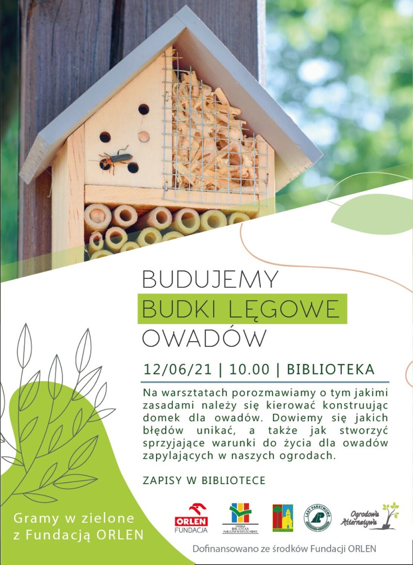 Biblioteka w Bolewicach zaprasza na warsztaty z budowania domków dla owadów i na wykład o permakulturze